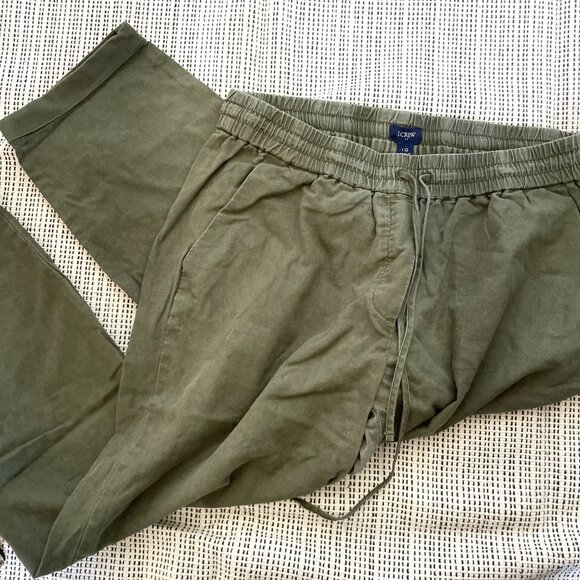 J.Crew Olive Green Linen/Cotton Pants - Picture 1 of 5